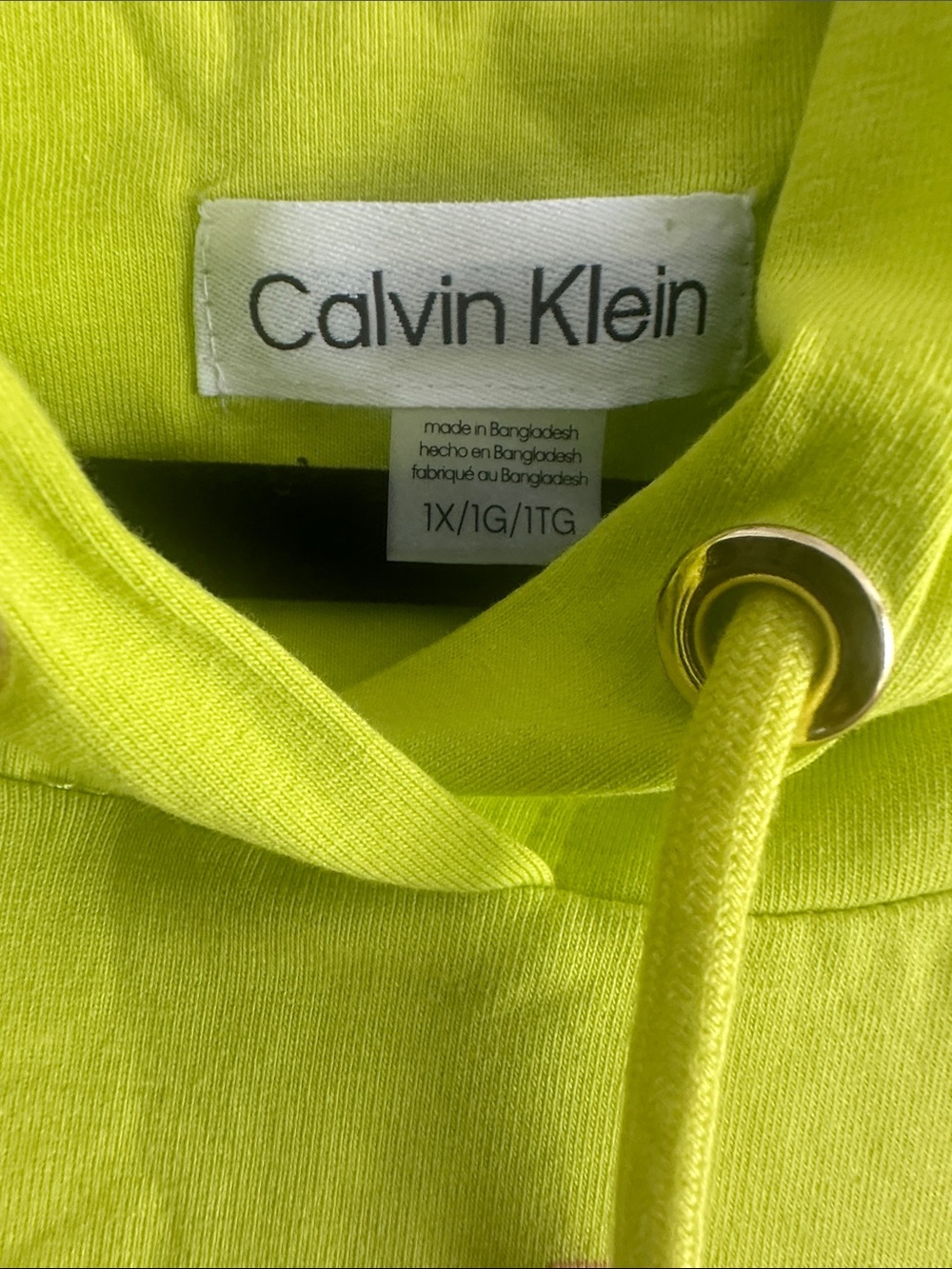 Calvin Klein Lime Green Hoodie Dress with Pink CK Logo - Picture 5 of 5